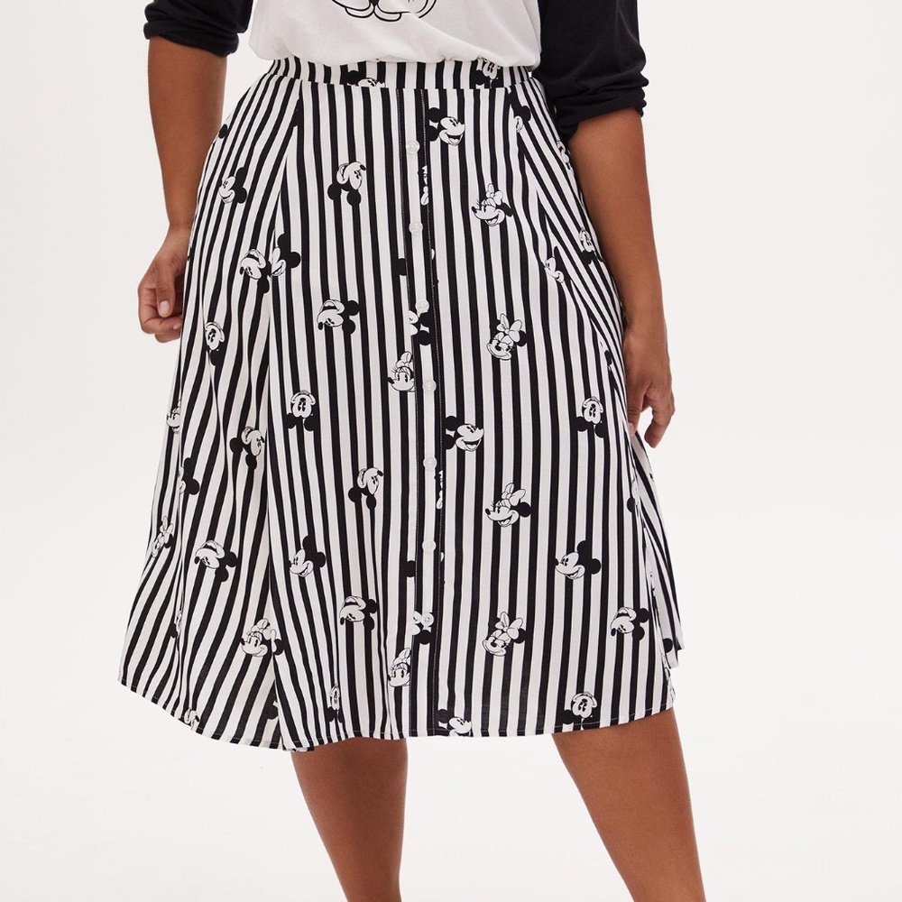 Torrid Black and White Striped Skater Skirt